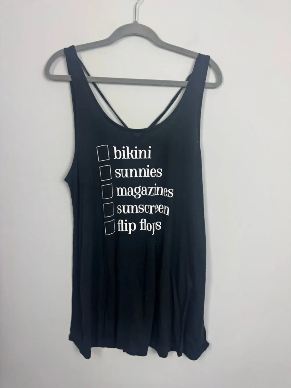 XHILARATION | Black Crossback Swim Coverup Checklist Graphic Women’s Size XL